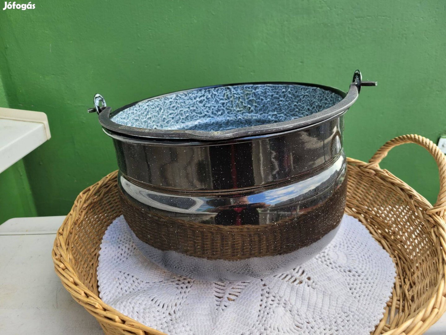 Zománcos vasfüles halfőző bogrács