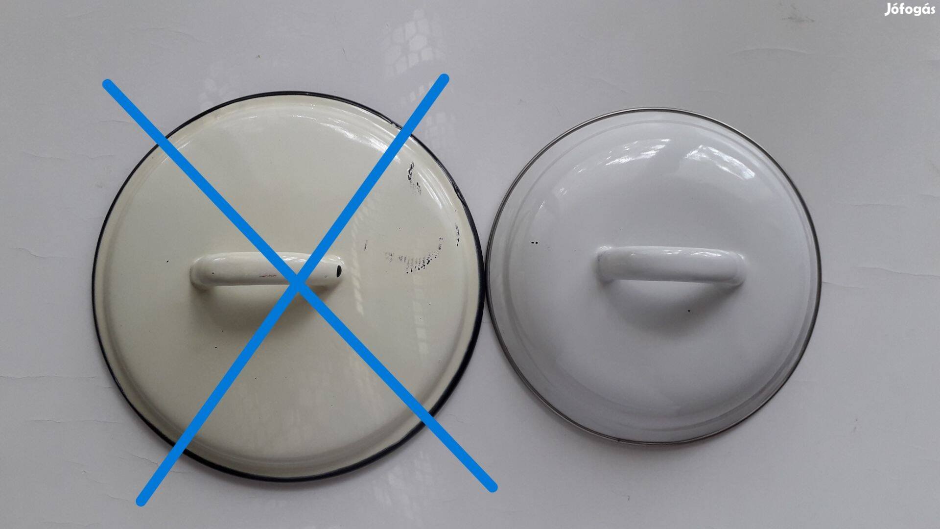 Zománcozott fehér lábas fedő 16 cm_