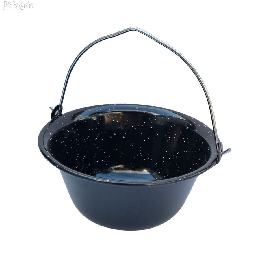 Zománcozott tálalóbogrács fekete, fehér pöttyökkel