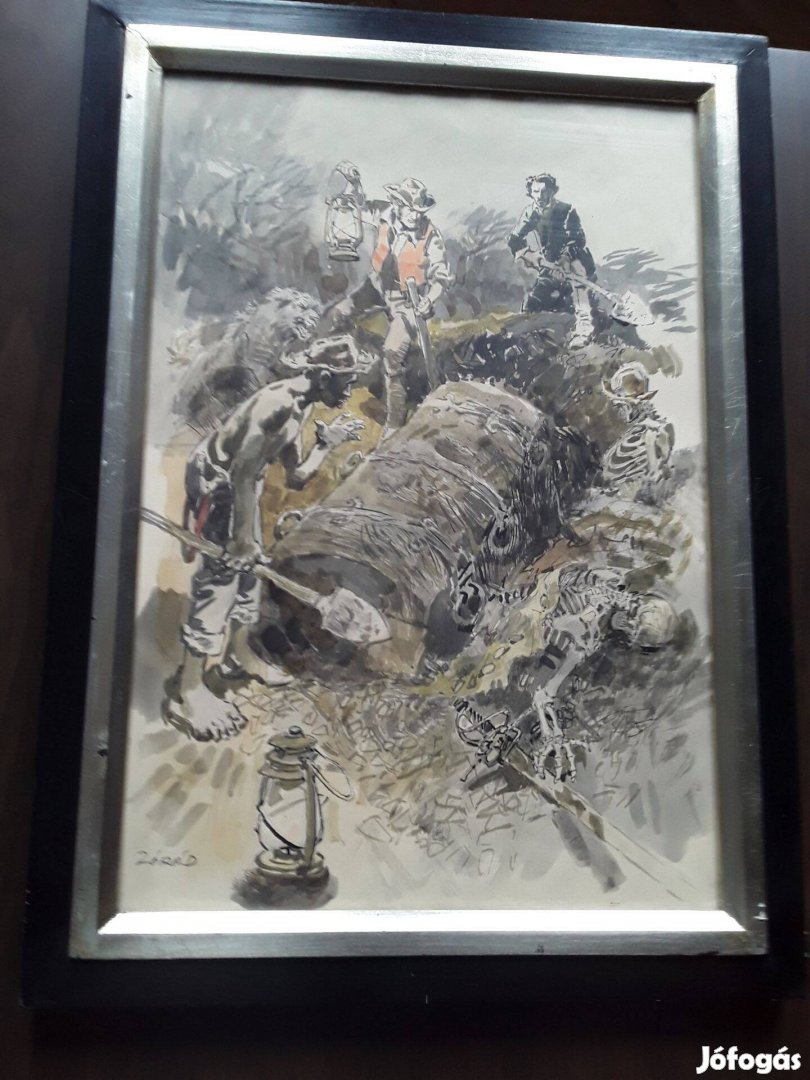 Zórád Ernő - Kincsvadászok /akvarell, papír, 395*265 mm, j.b.l.: Zórád