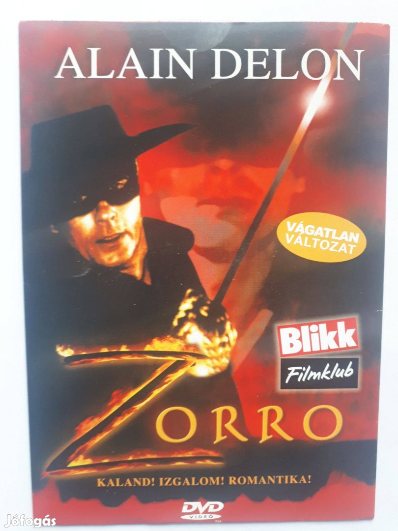 Zorro (Alain Delon) - papírtokos DVD (posta 255 Ft)