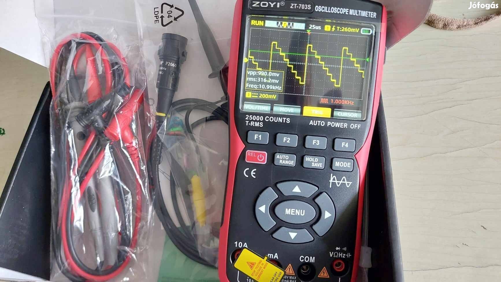 Zotek Zoyi ZT703S 50MHz 280MS/s 2ch oszcilloszkóp, 4,5digit multi új