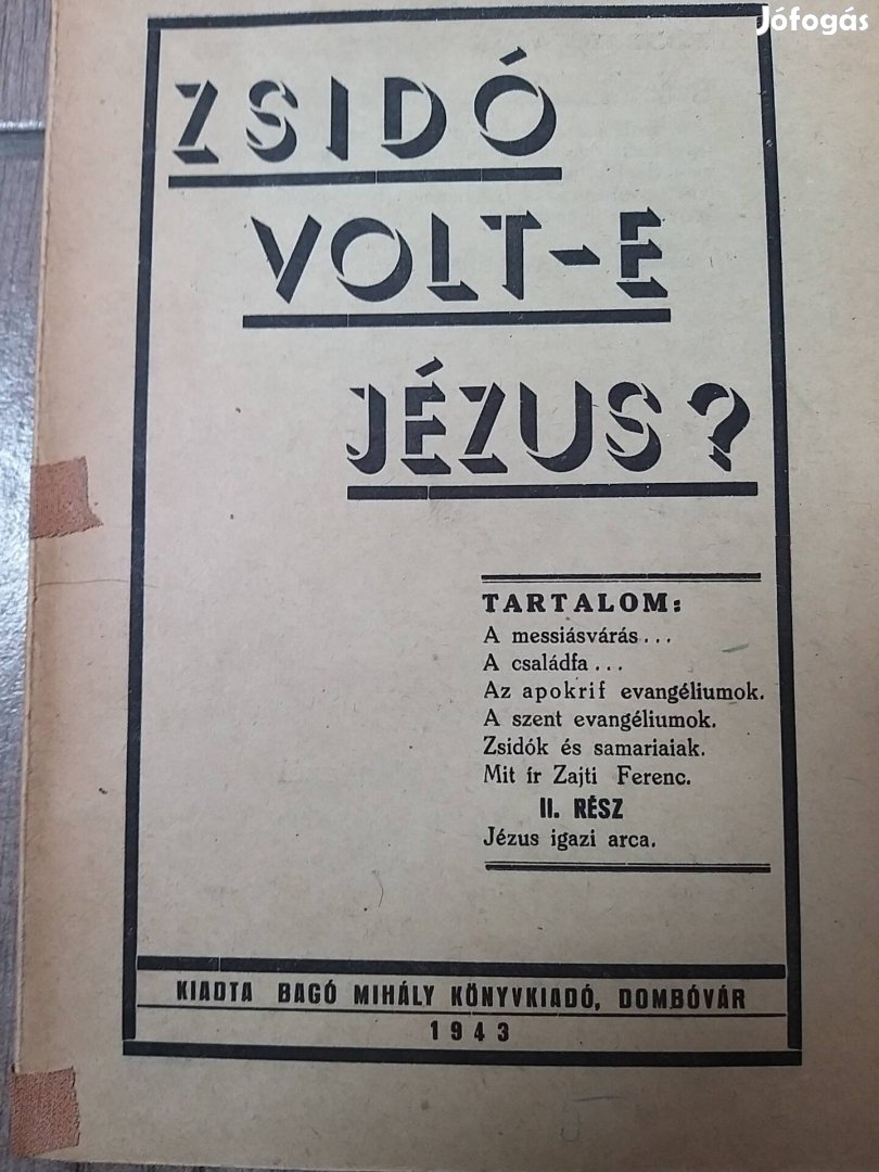 Zsidó volt e jézus? 1943 Baho Mihály kiadó