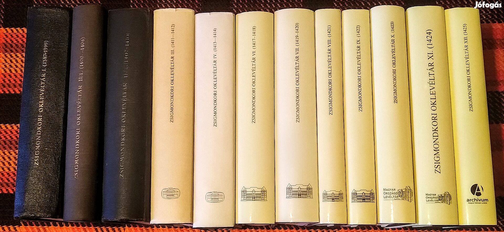 Zsigmondkori oklevéltár 1-4, 6-12 kötetek, 12 db könyv együtt Mályusz