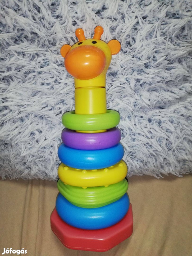 Zsiráfos gyűrűs játék, montessori, 32 centi