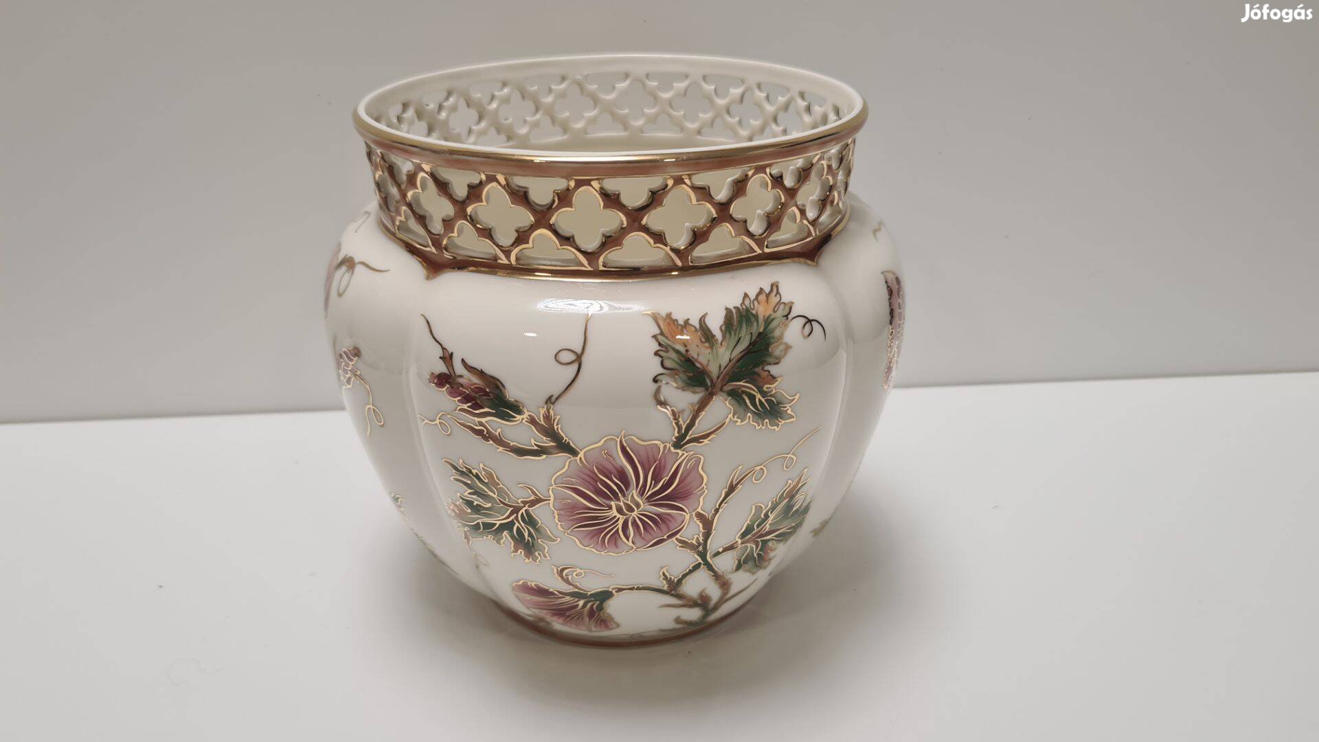 Zsolnay Lepke és Virágmintás Nagy kaspó 2077