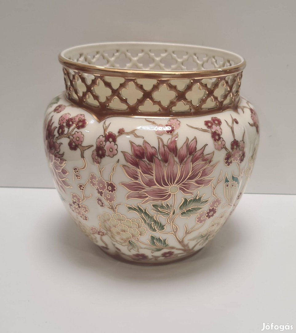 Zsolnay Lepke és Virágmintás Nagy kaspó 2315