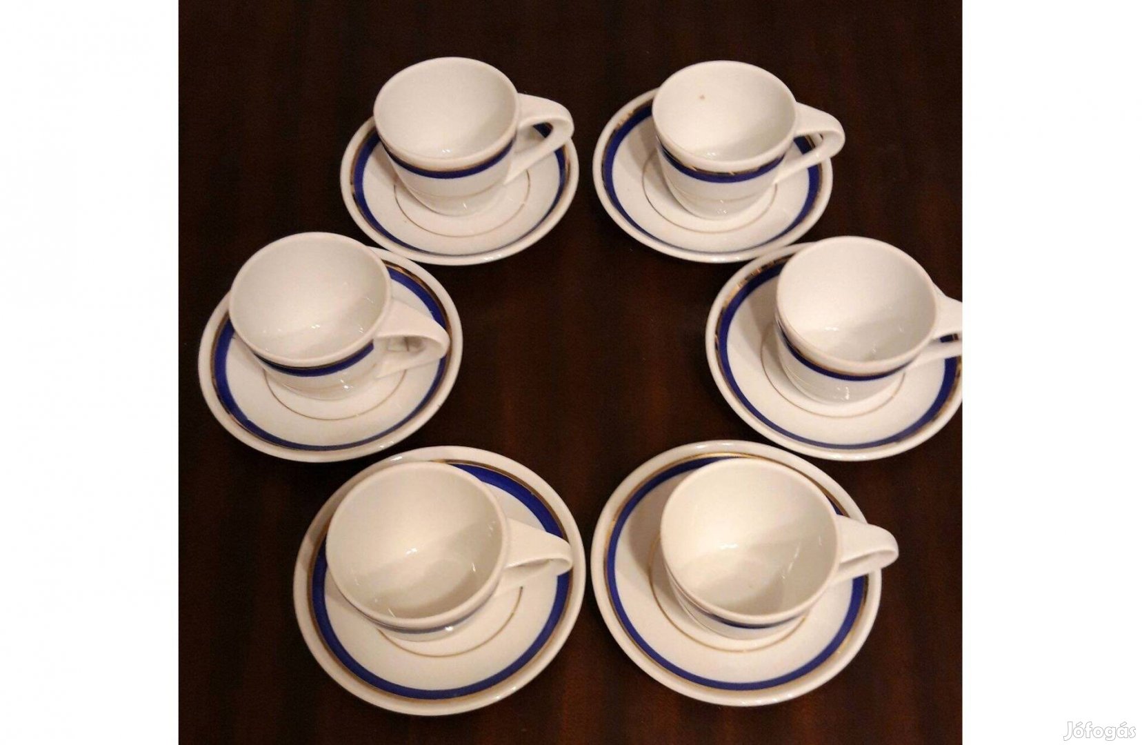 Zsolnay kék-arany szegélyes, 6 db-os kávés szett eladó