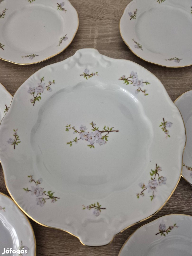 Zsolnay porcelán 6 személyes süteményes étkészlet