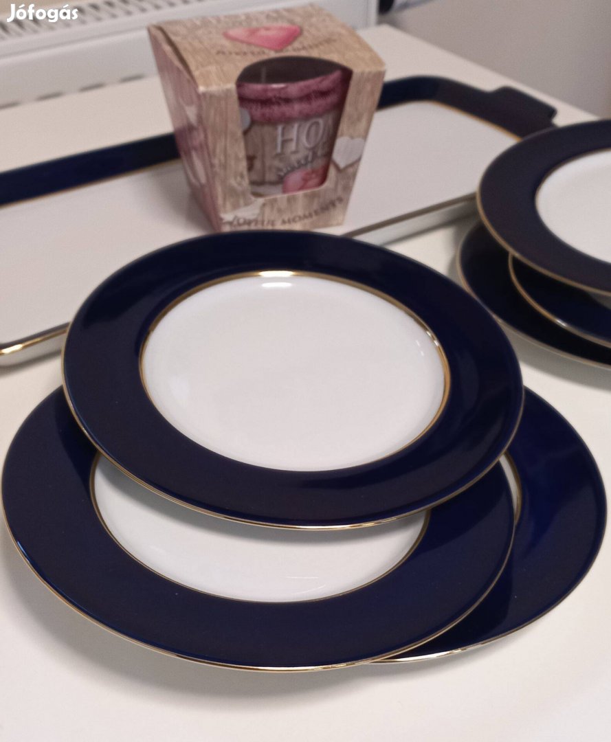 Zsolnay porcelán 6 személyes süteményes készlet