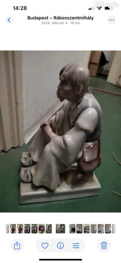 Zsolnay porcelán szalonnázó paraszt
