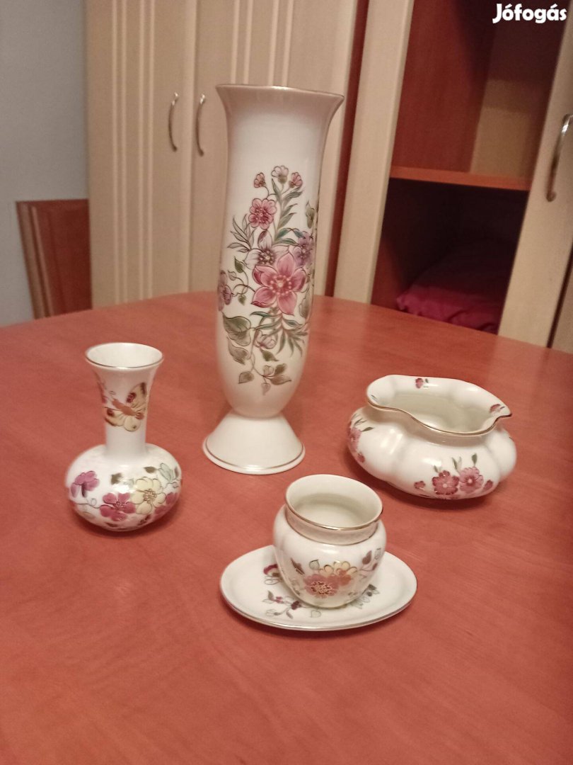 Zsolnay porcelán virágos pillangós 5db-os csomag