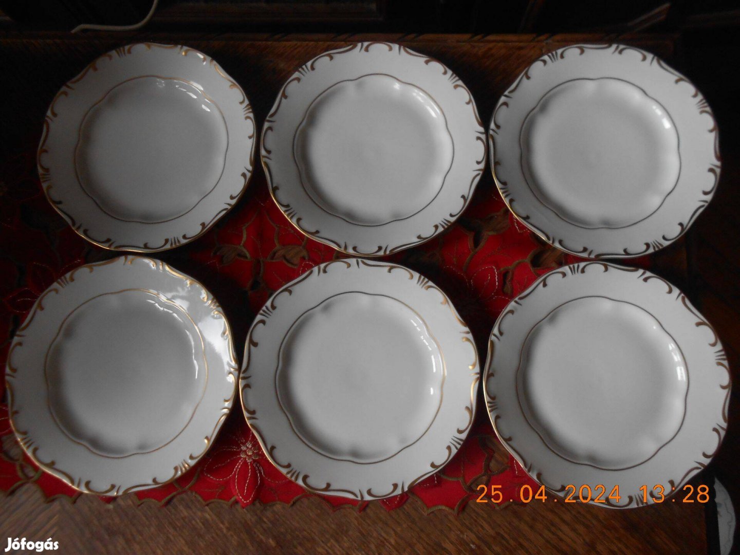 Zsolnay stafír süteményes tányér, 6 db