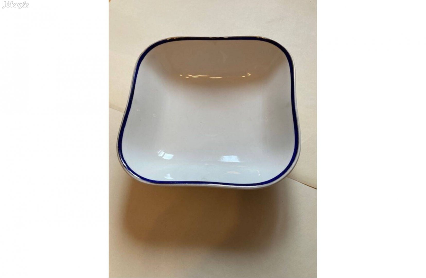 Zsolnay szögletes - kék szegélyes - tésztás tál 21 x 21 x 6