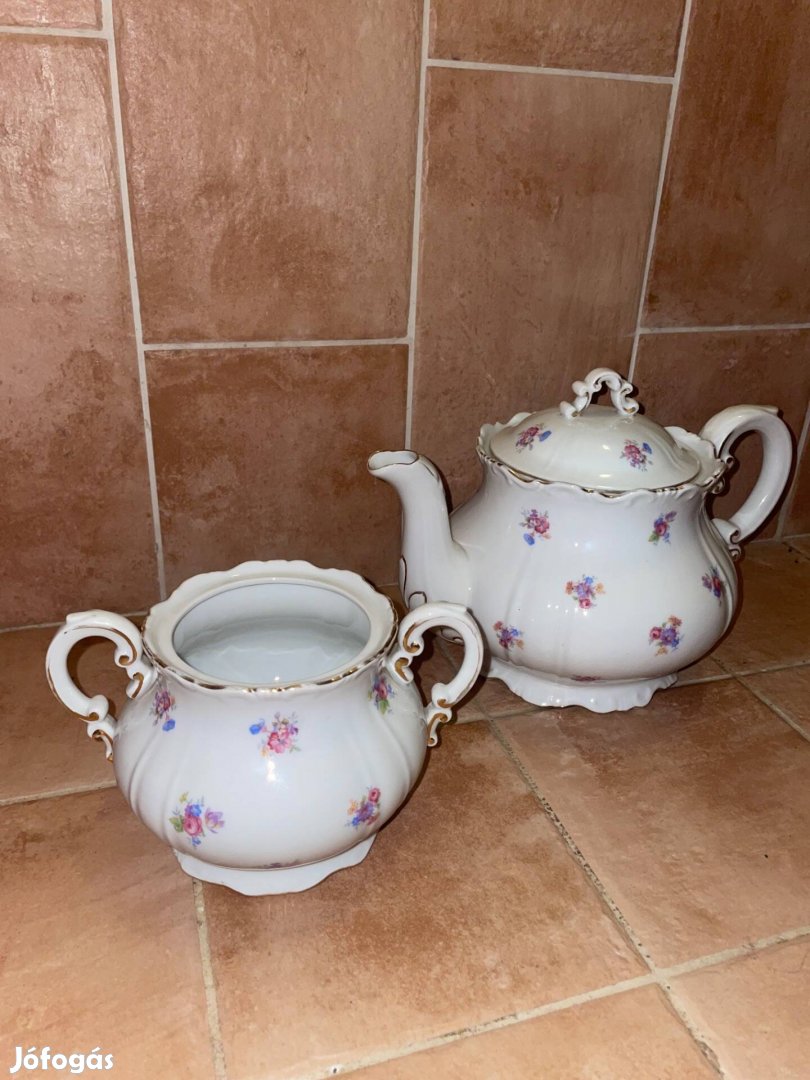 Zsolnay teáskanna cukortartó