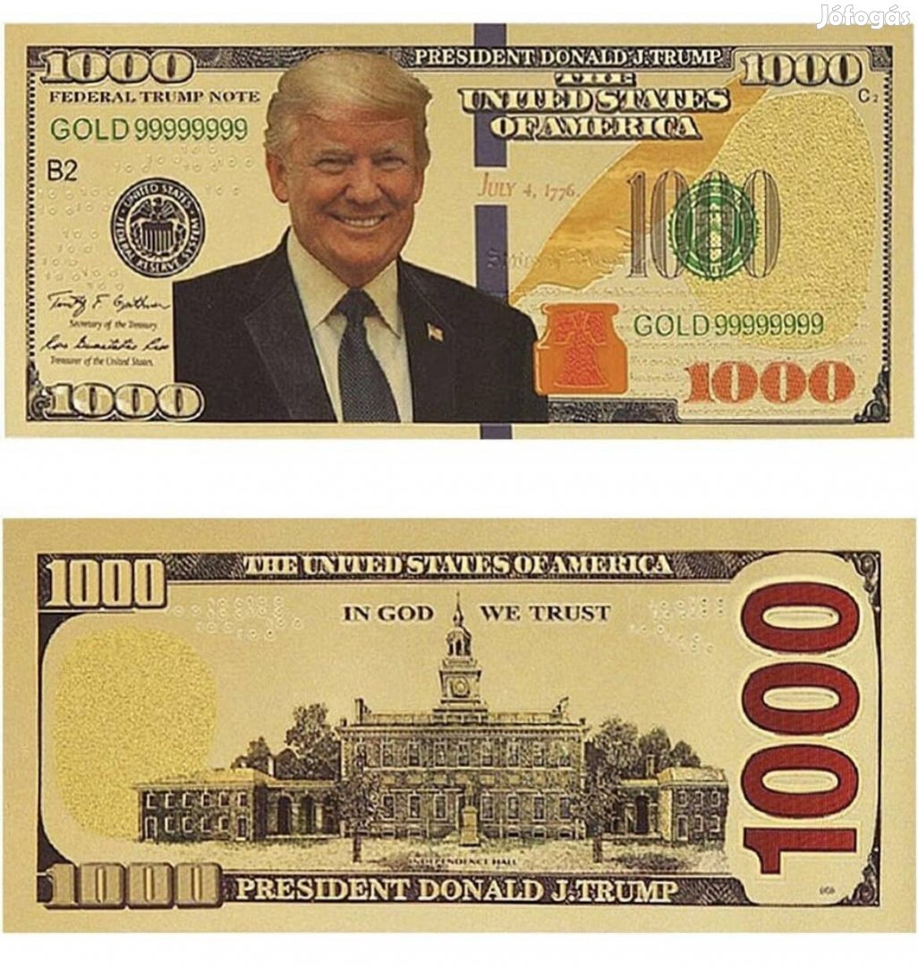 $1000 os Donald Trump papir pénz méretü könyvjelzö