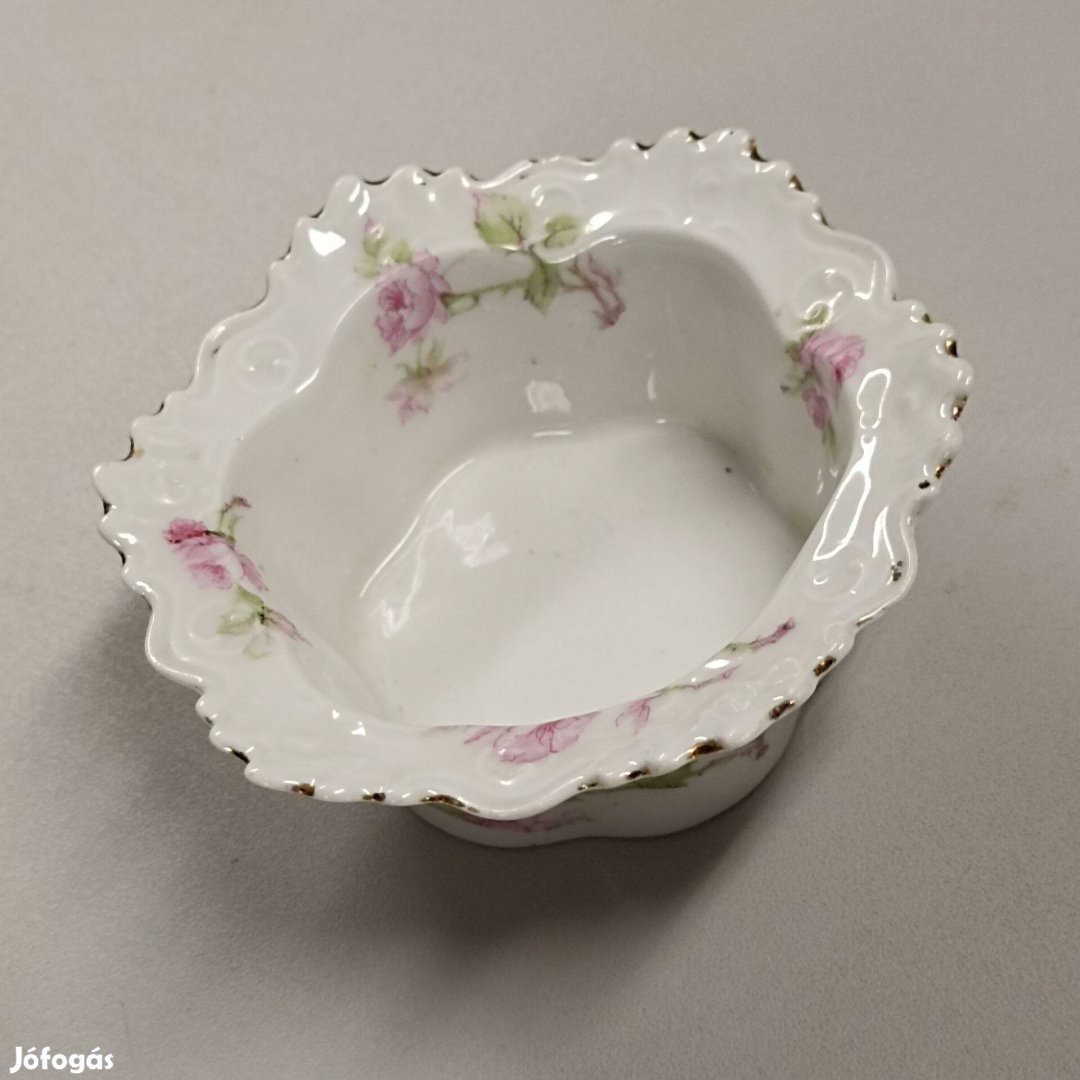 (112) Porcelán cukorkás tálka 6 szögletű 10 cm Osztrák