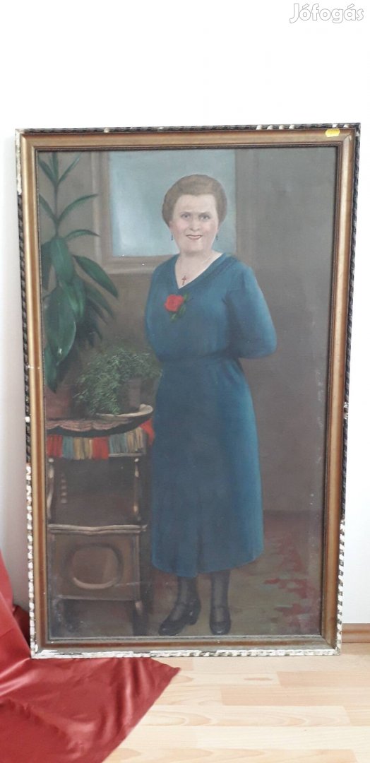 -20 % Nagyméretű álló női portré festmény. 79x129 cm, olaj-vászon.