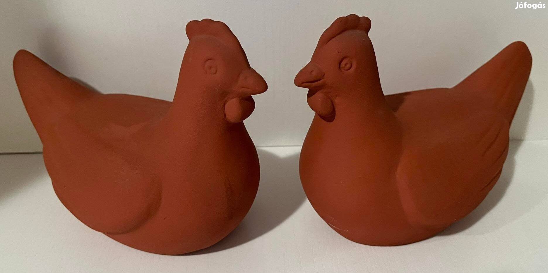2 db Időjárásálló kerámia tyúk benti kinti kerti dísztárgy