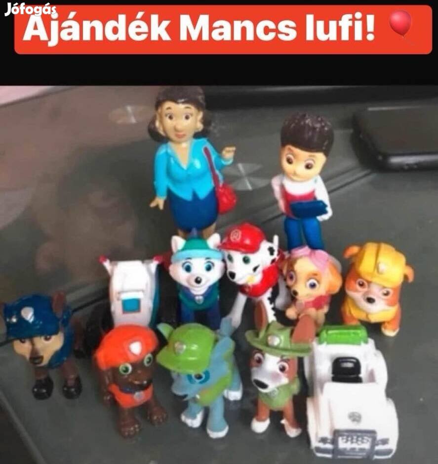+Ajándék lufival Mancs Őrjárat 12 mini figura Tortadísznek is!