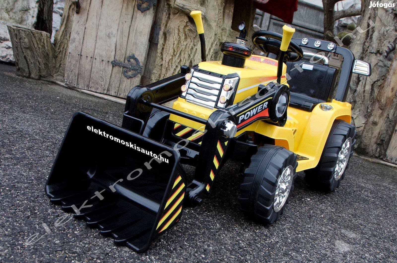 (CAT) Traktor mozgatható markolóval 12V sárga elektromos kisautó