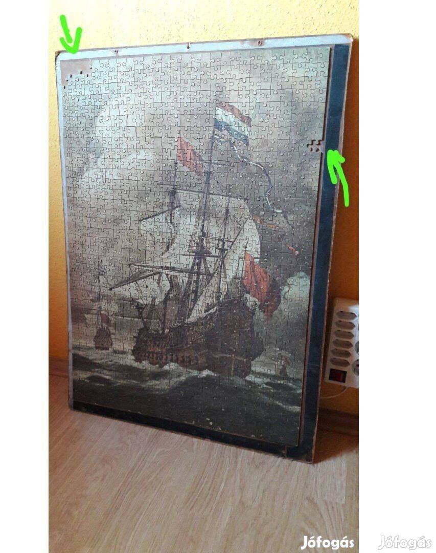 _Eladó hajós kép puzzle falemezre ragasztott 54x76cm hiányos