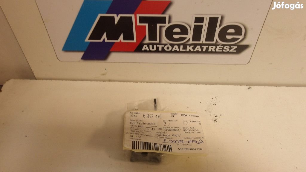 (GYÁRI ÚJ) BMW E SZÉRIA OLAJCSŐ CSAVAR 6852470