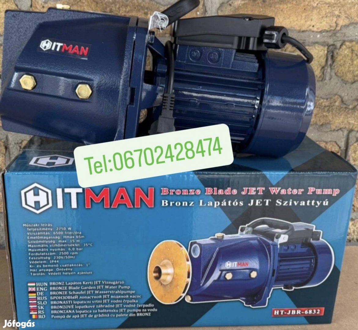 Hitman HT-Jbr-6832 felszíni szivattyú JET, bronz járókerékke