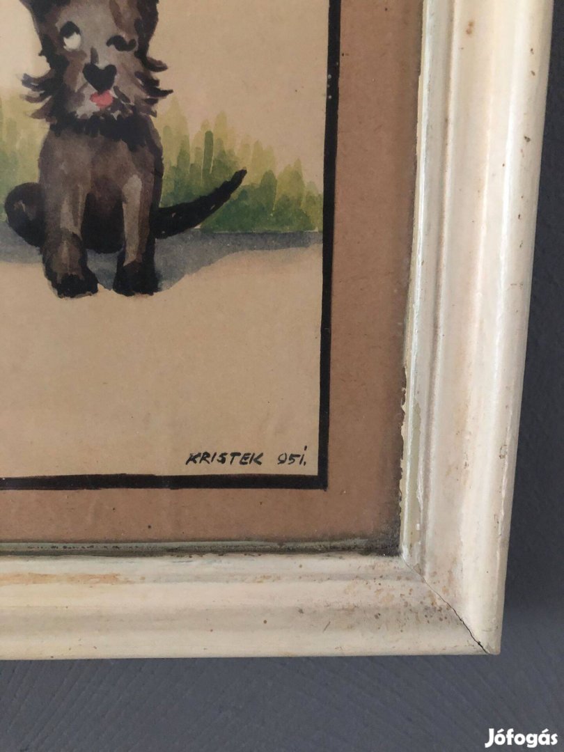 Kölyökszerelem jelzett keretezett kép eladó