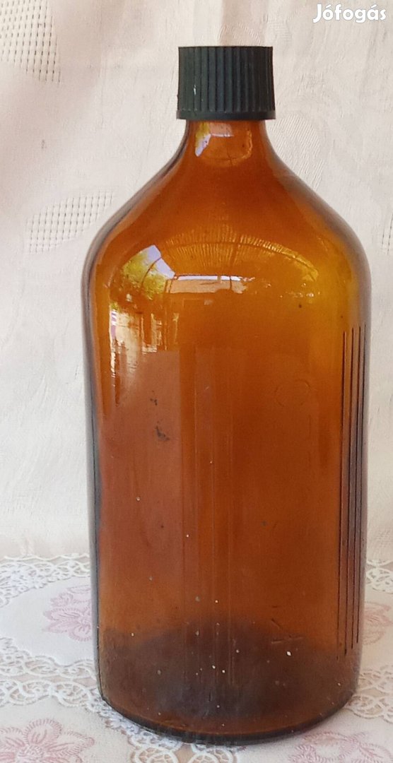"Külsőleg" feliratú borostyán színű patikai üveg 1000 ml