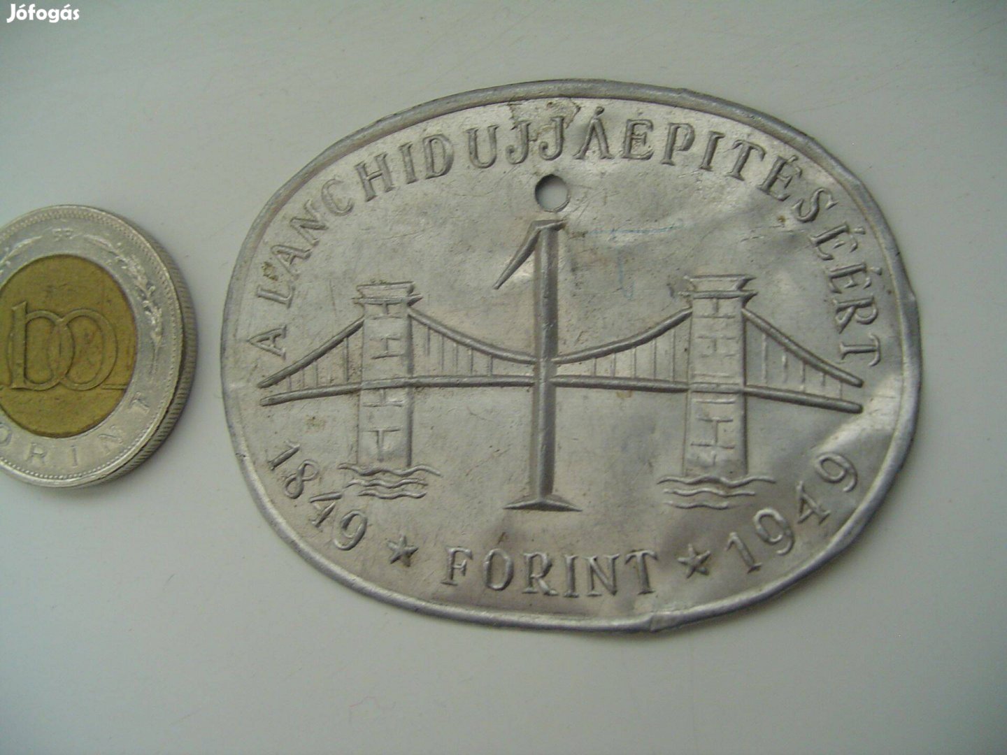 "Lánchíd Újjáépítésére" 1949-es kiadású Eredeti 1 Forint 1849-1