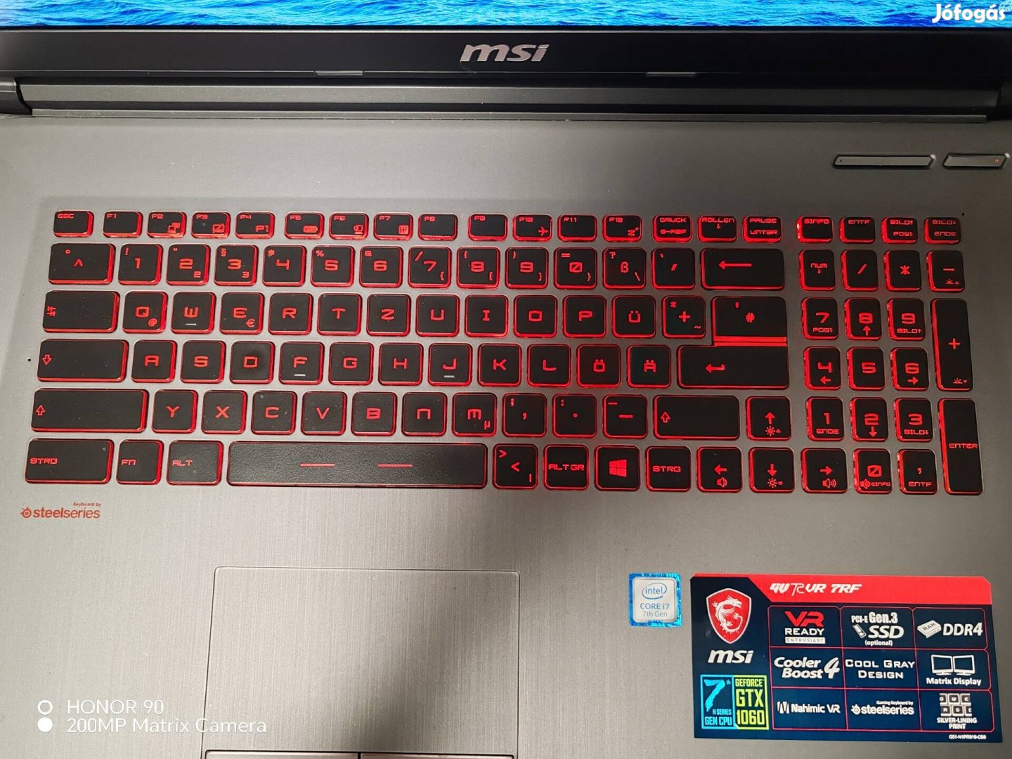 MSI GV72VR 7RF Gamer Laptop - Gtx 1060 i7 - Kifogástalan