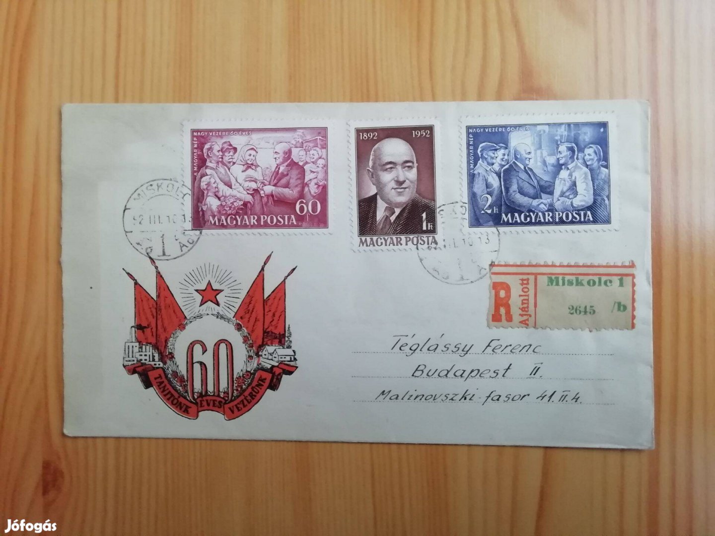 "Rákosi 60 éves" 1952-es FDC futott ritka db