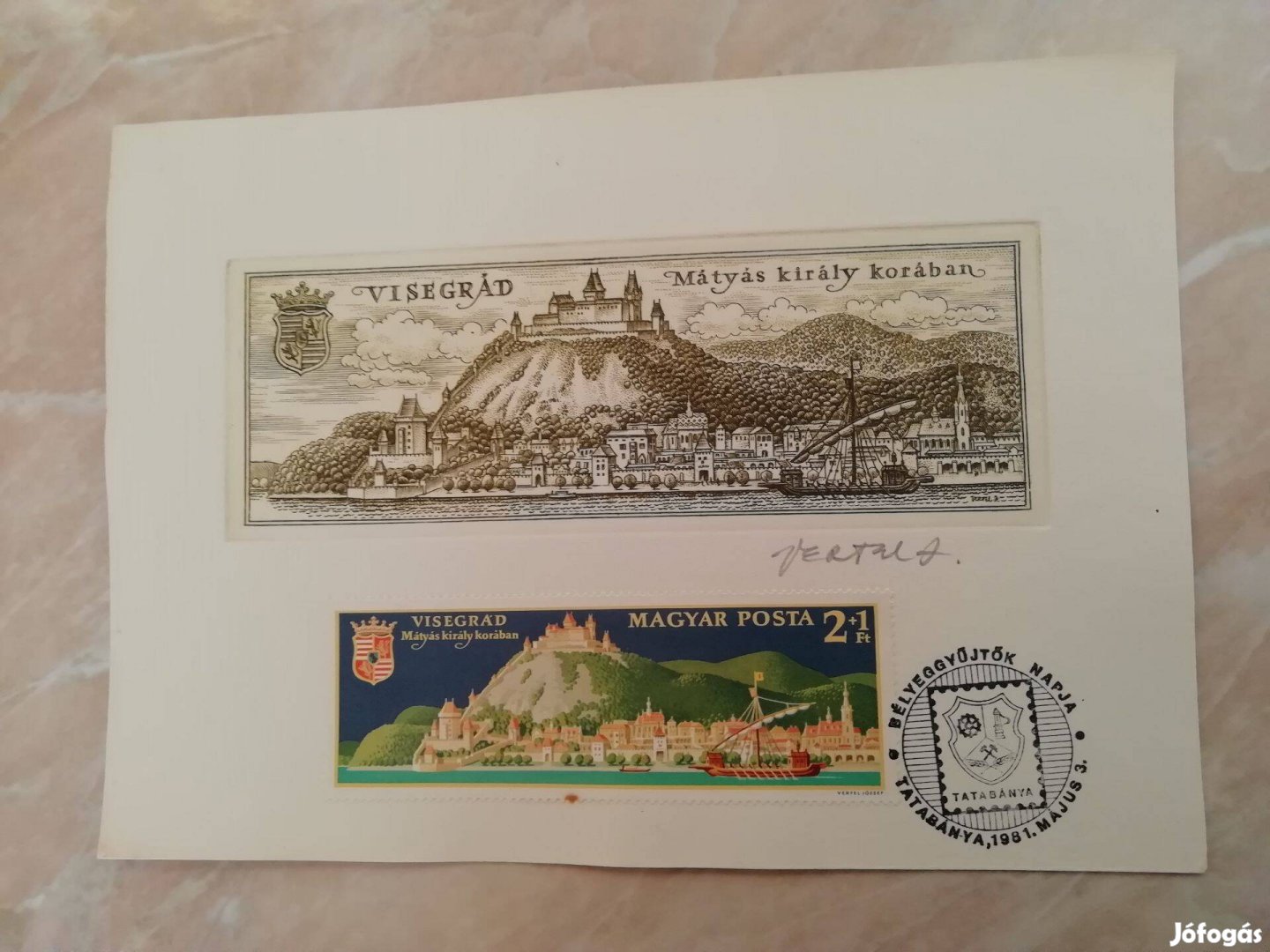 Visegrád Rézkarc Vertel József által dedikált 1981-es ritka