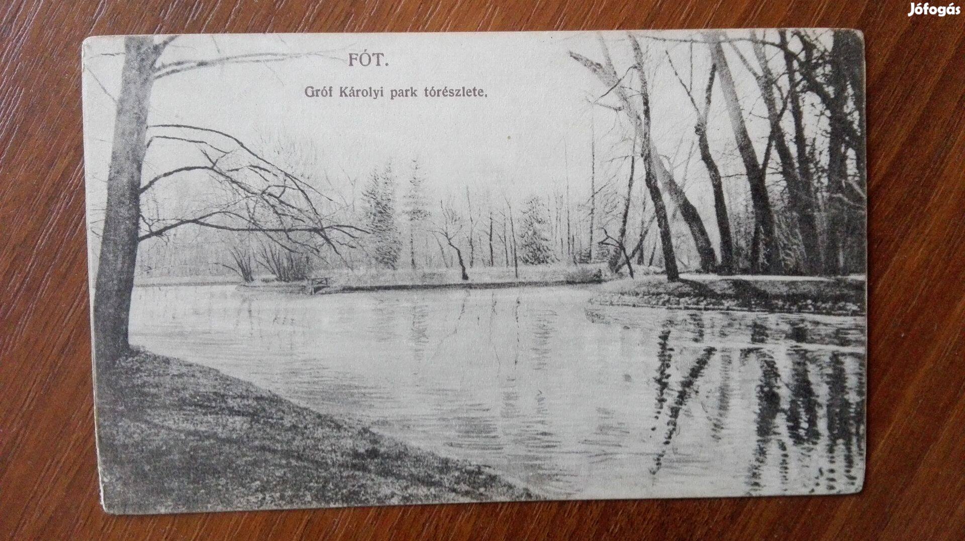 " Gróf Károlyi Park Tórészlete " ritka 1912-es Fóti képeslap