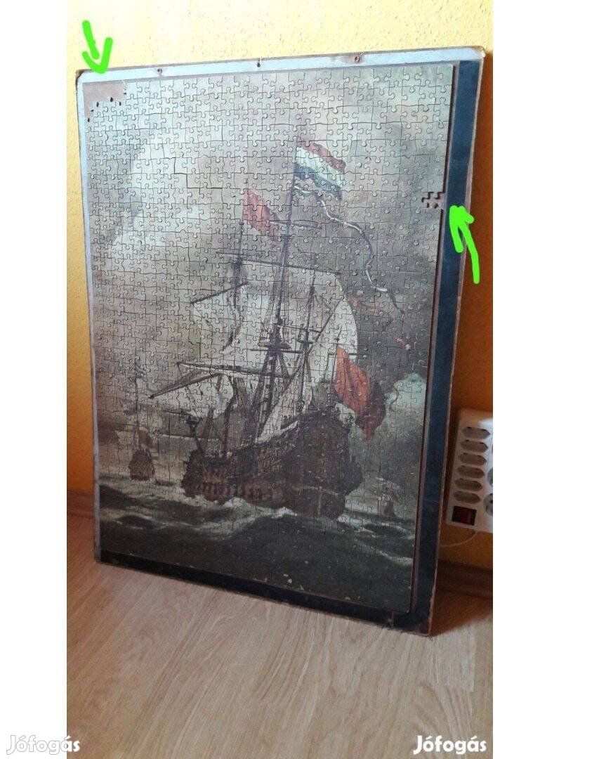 _ Hajós kép puzzle falemezre ragasztott 54x76cm hiányos