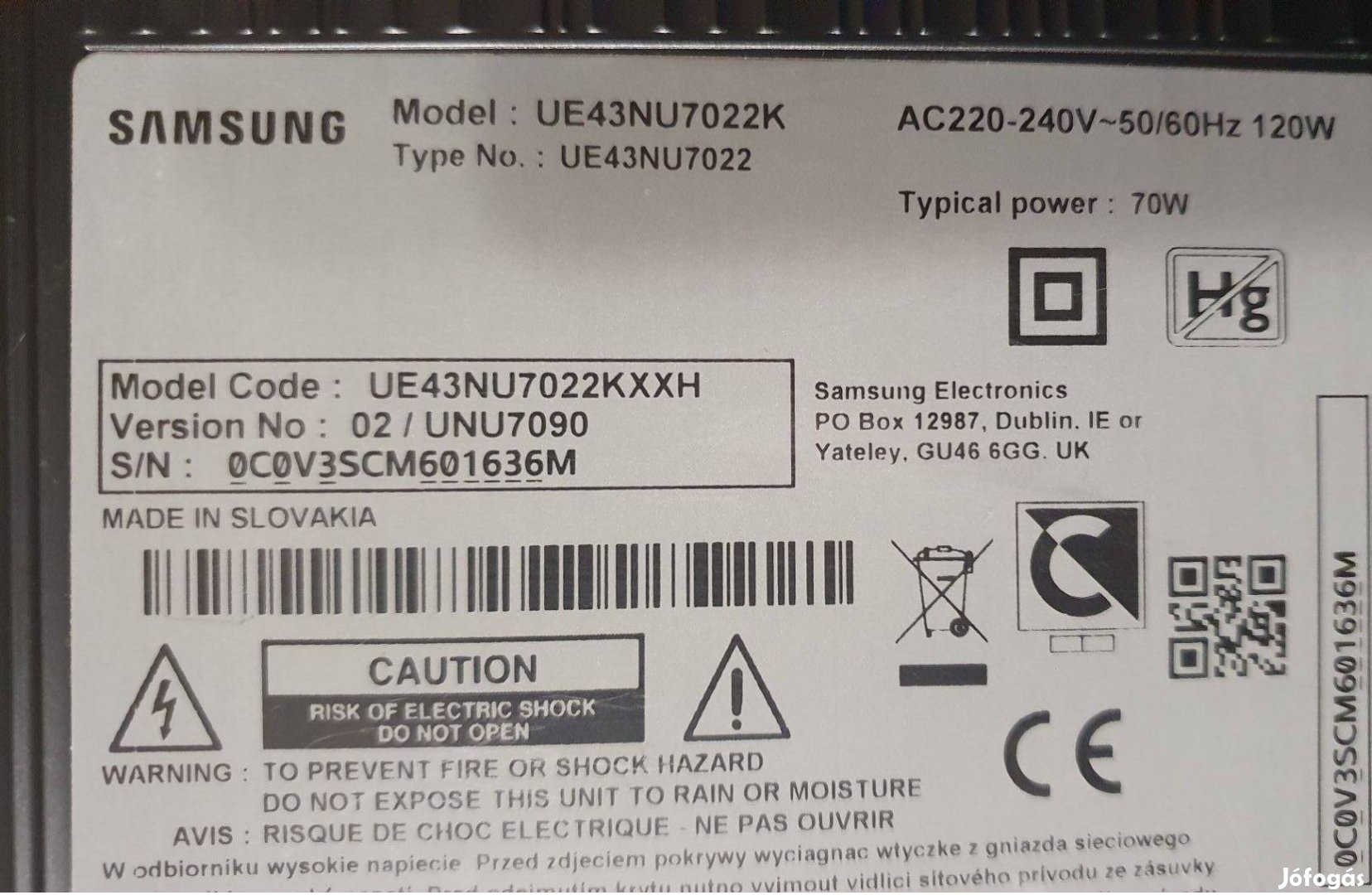 ? Samsung UE43NU7022K LED tv mainboard alkatrésznek háttér elkelt!