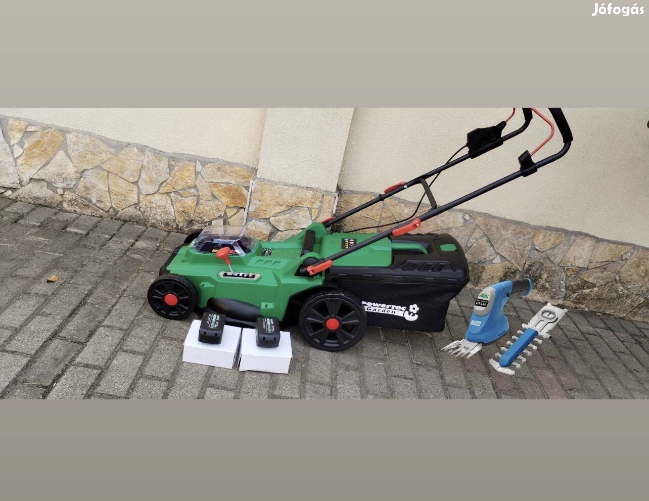 akkus fűnyíró Powertec Garden PT 43 Li Ajándék Güde fűszegélyvágó