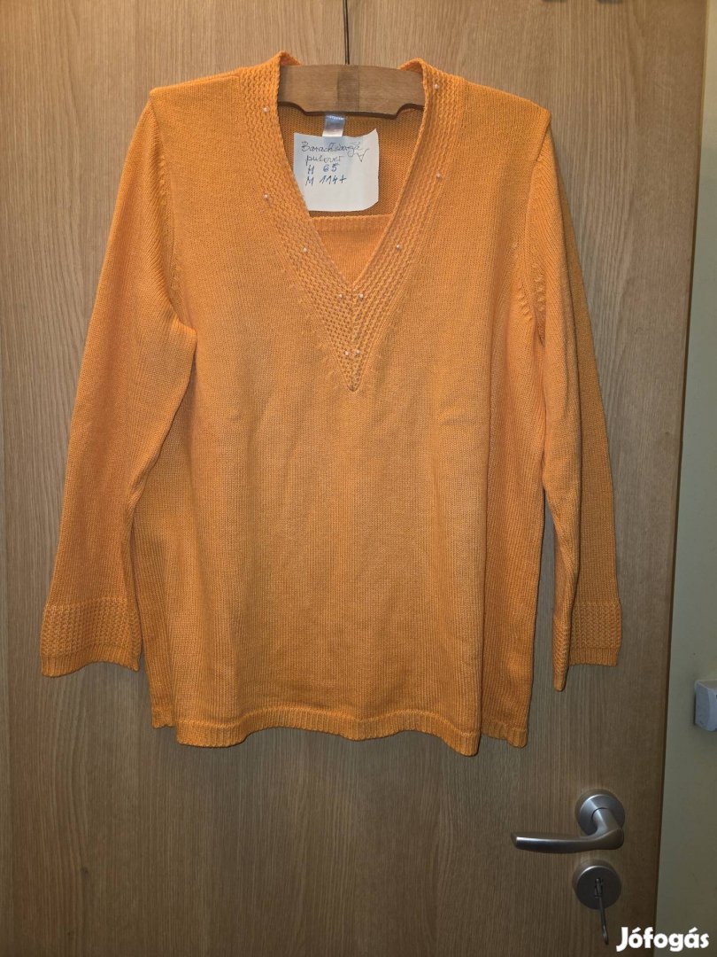 baracksárga pulover V nyakú