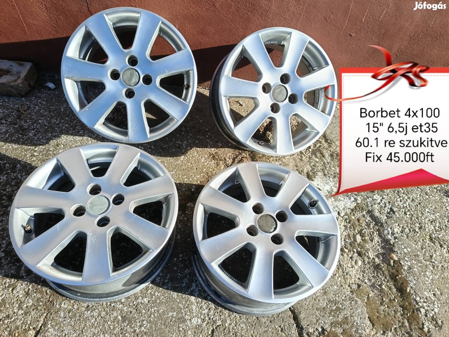 borbet 4x100 15 col alufelni szett 