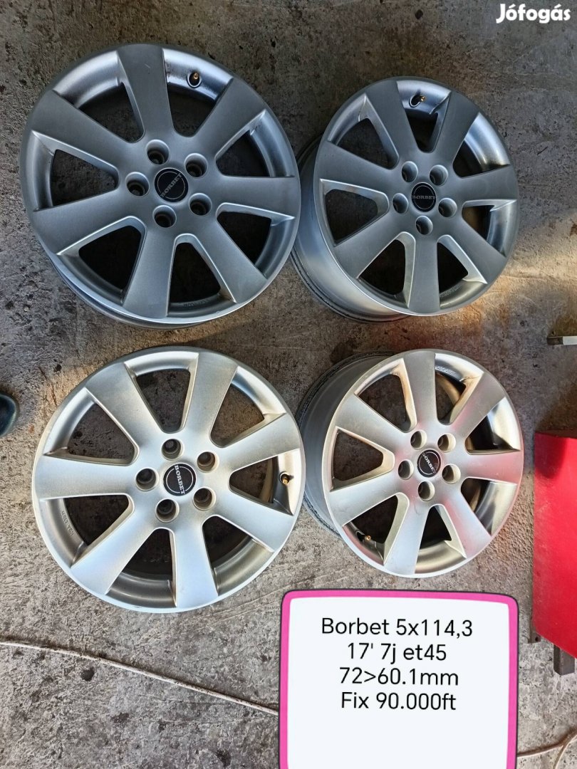 borbet 5x114,3 17 col alufelni szett 