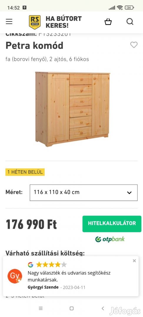 borovi fenyő komód