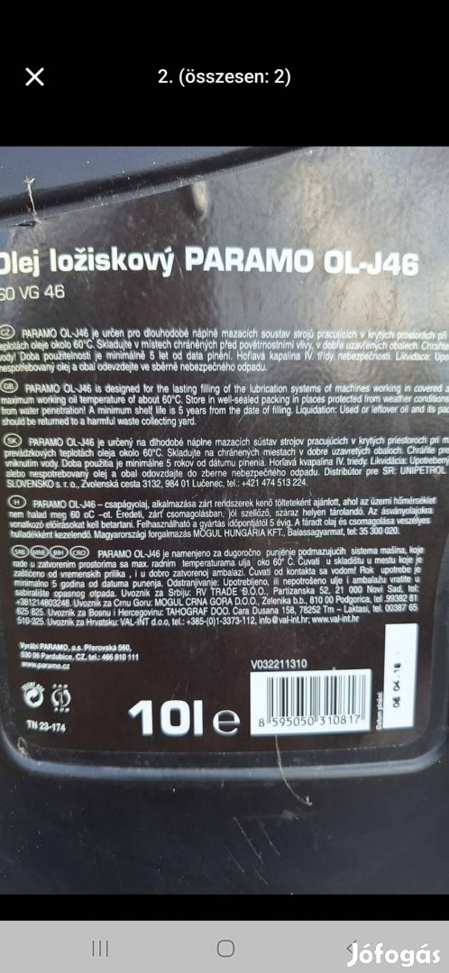 csapágy olaj 10L eladó Kecskemét