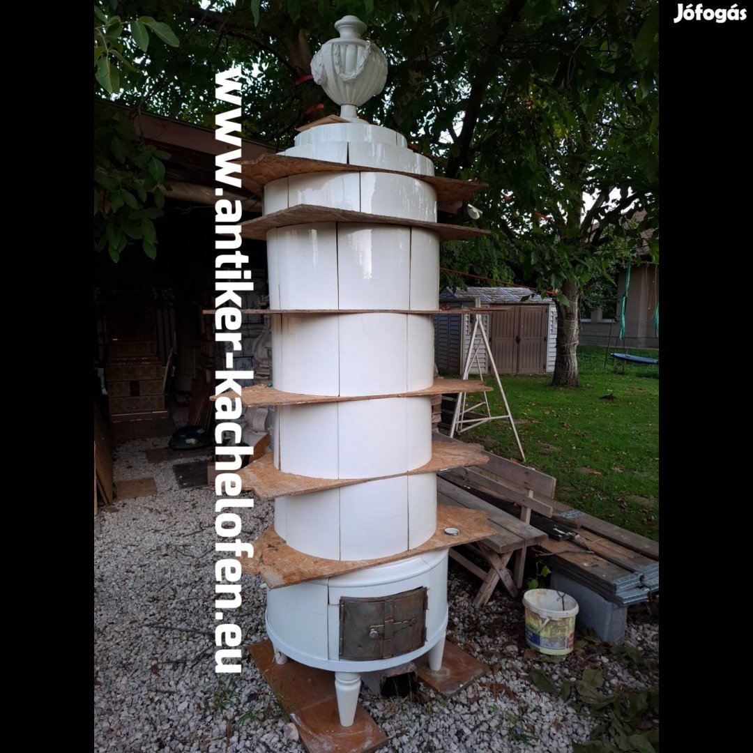 cserépkályha eladó, fehér henger