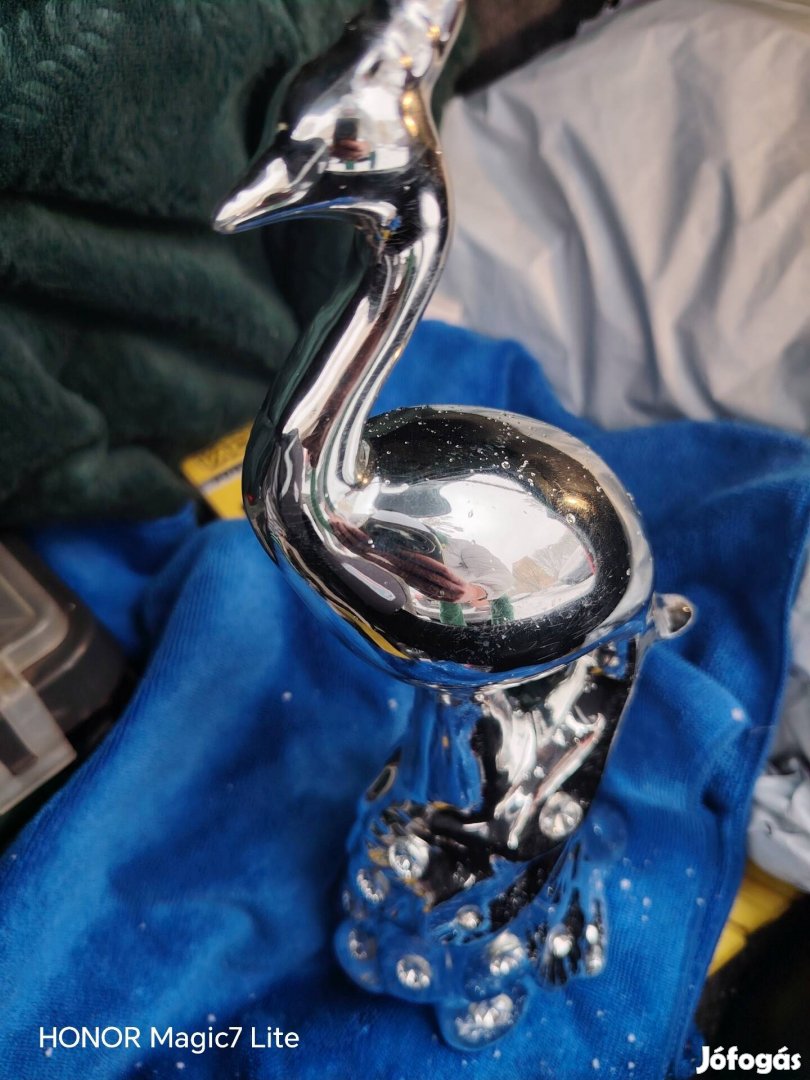 dísz páva madár porcelán kromozott