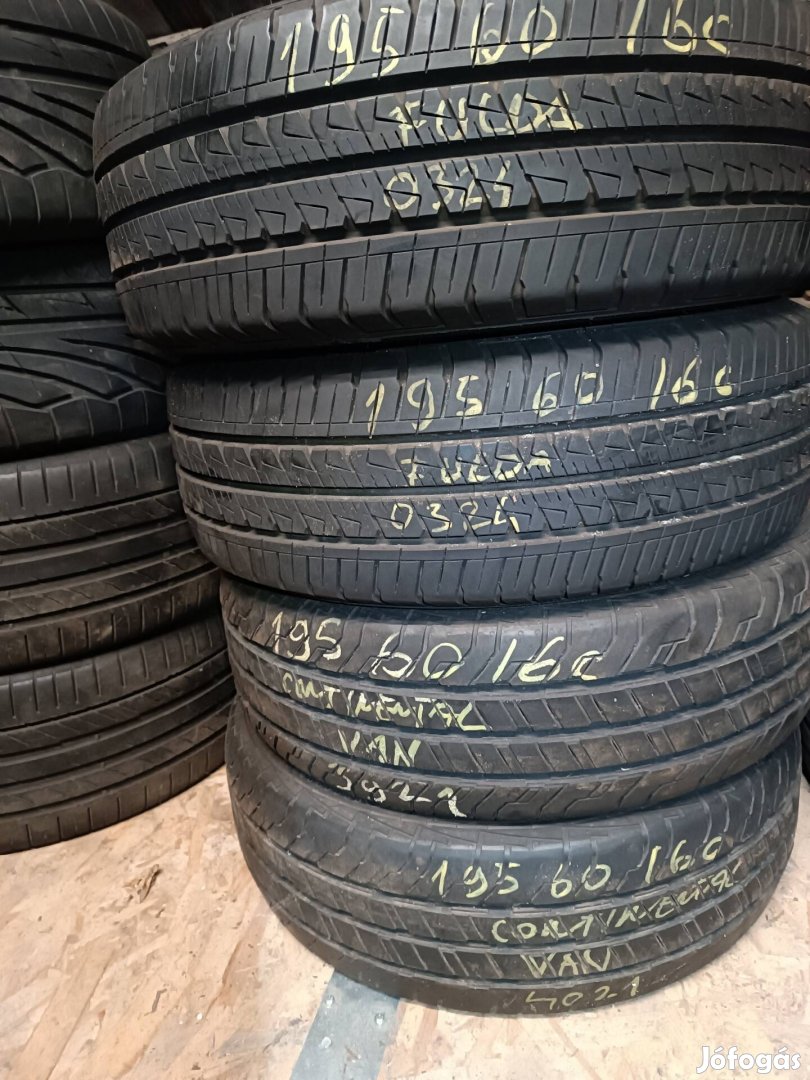 eladó egy szett 195/60 R16 C kisteherautó gumik Continental és Fulda 