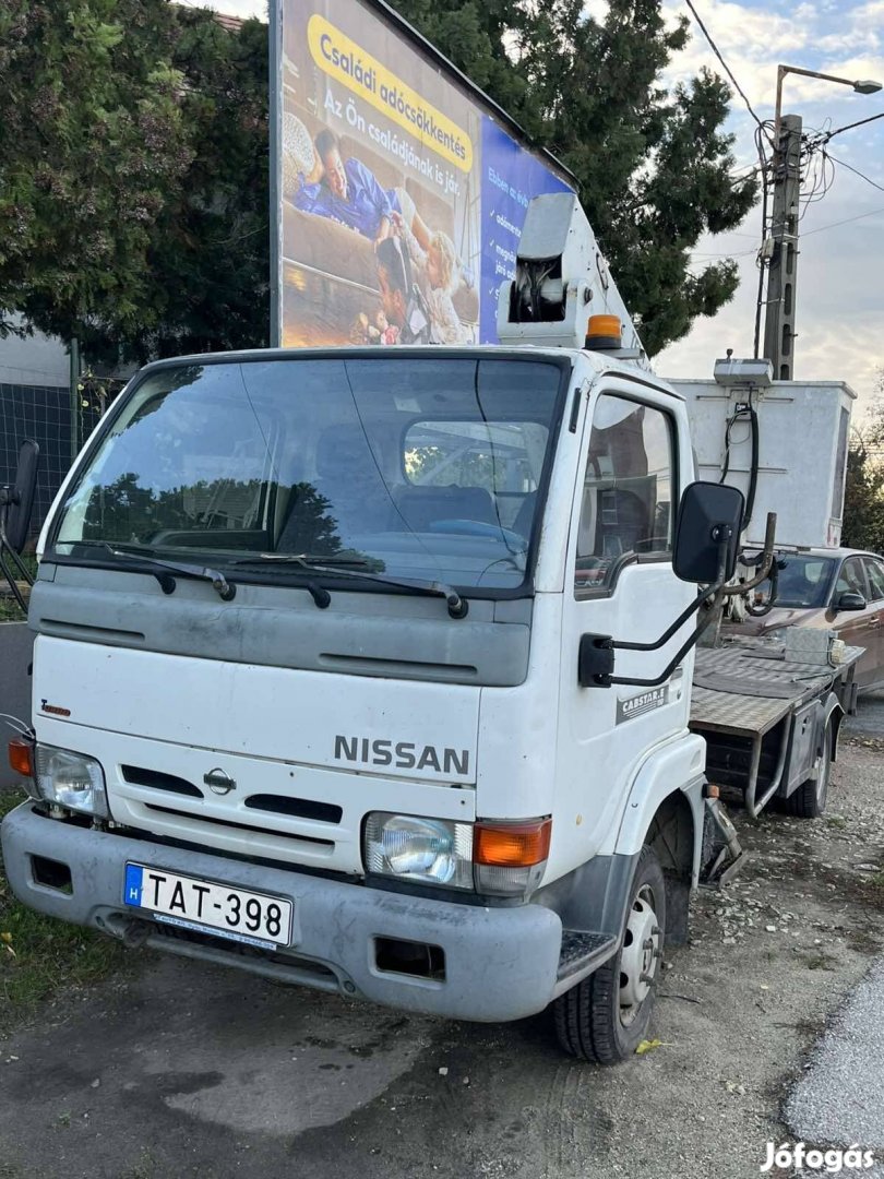 eladó nissan cabstar emelő kosaras auto 14.5m munkamagasságal