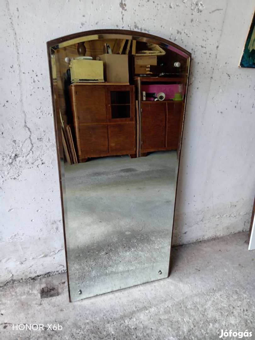 eladó retro régi tükör fa hátlap ,110 cm
