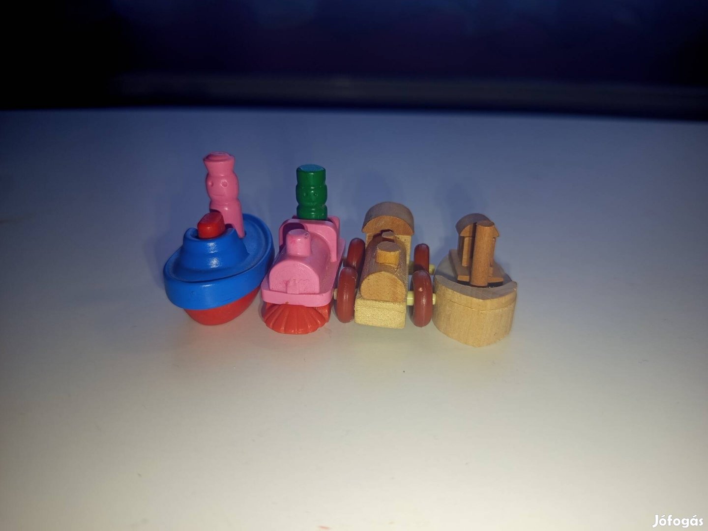 fa vonat és fa hajó készlet