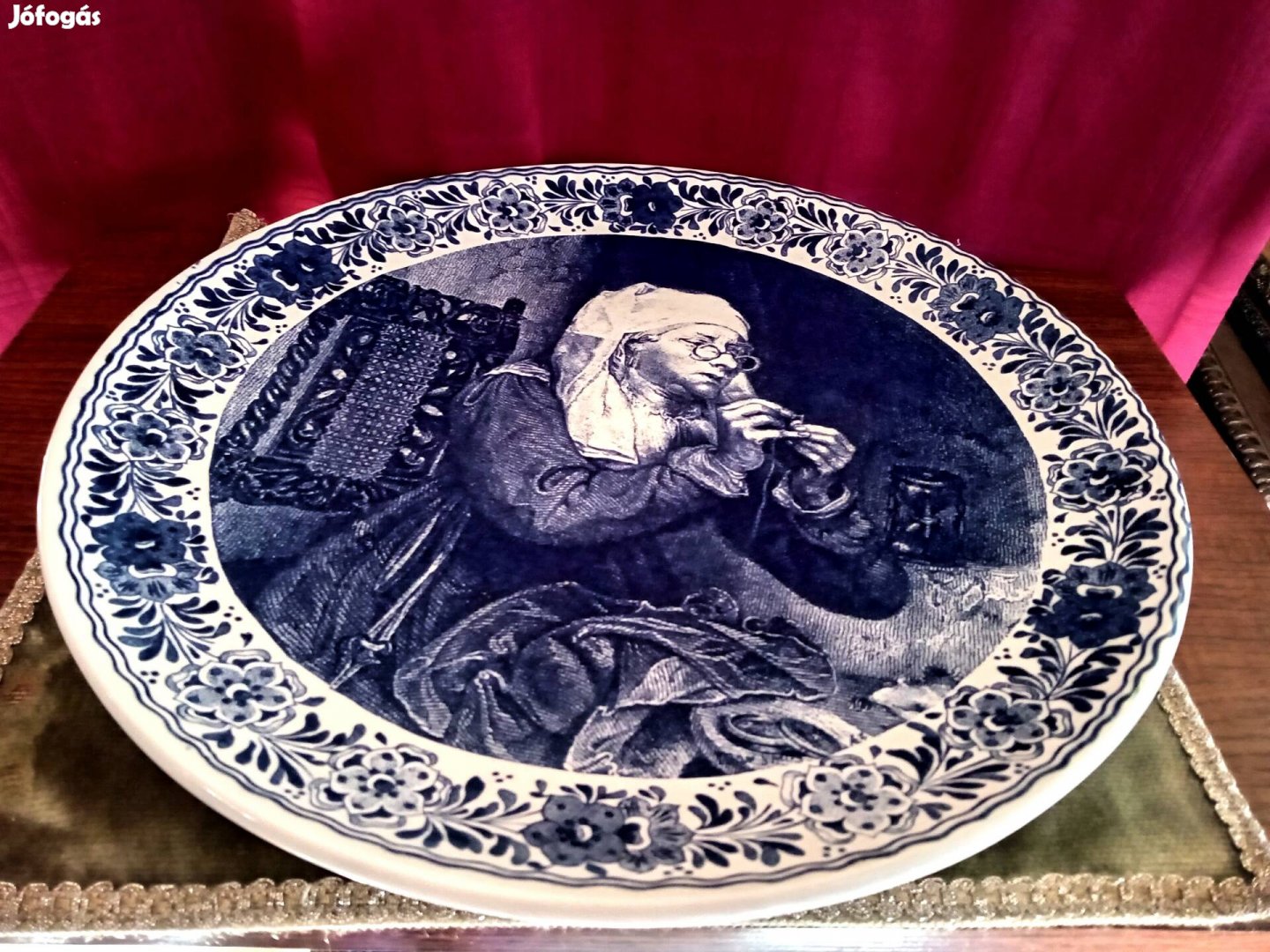 holland Delfts kézzel festett dísztányér